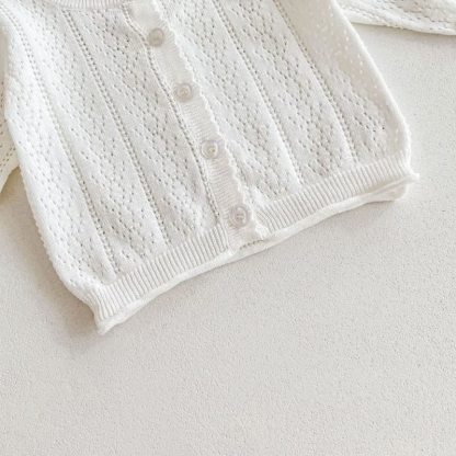 Baby Girl Solid Color Crew Neck Cardigan - image 8