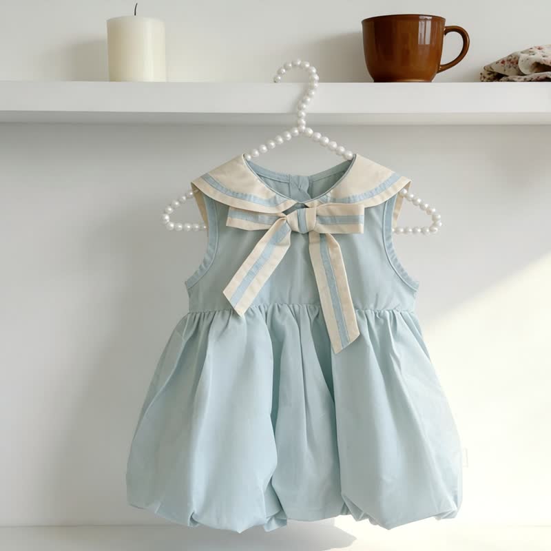Baby Girl Blue Sailor Collar Bud Dress - image 3