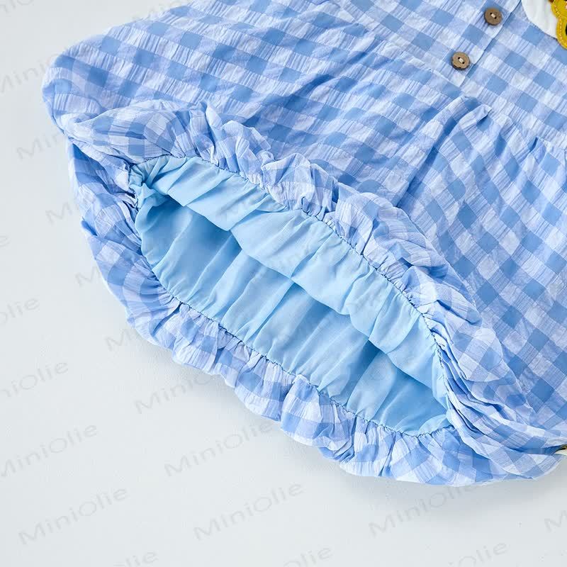 Baby Girls Duck Print Collar Gingham Sleeveless Dress - image 6