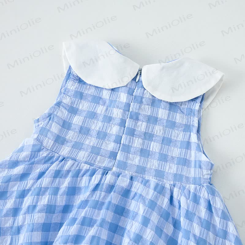 Baby Girls Duck Print Collar Gingham Sleeveless Dress - image 5