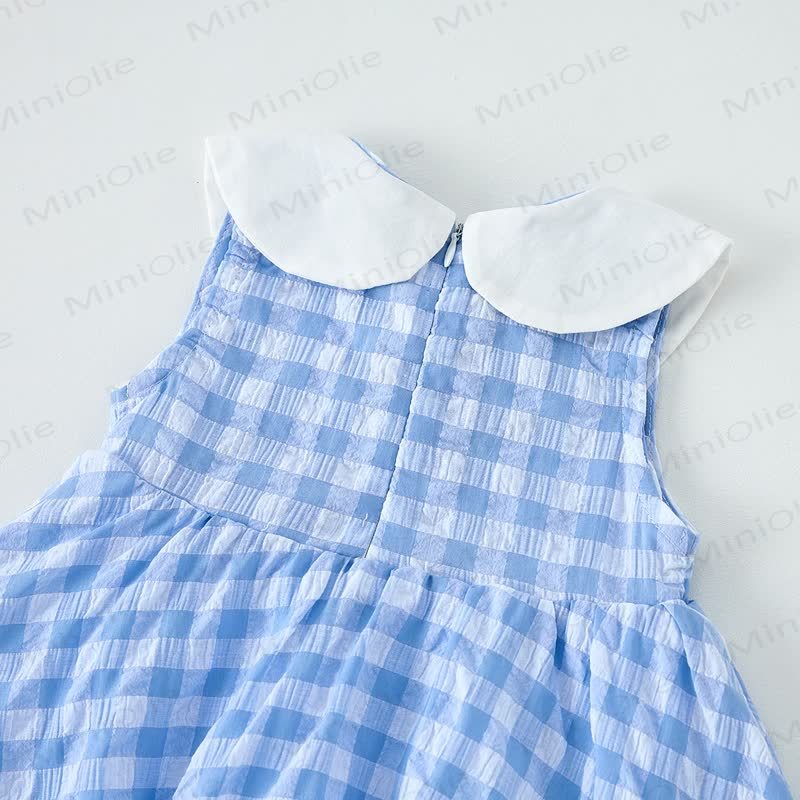 Baby Girls Duck Print Collar Gingham Sleeveless Dress - image 5