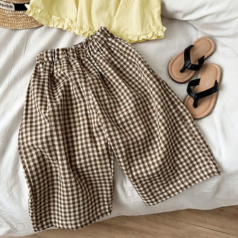 Toddler Kid Girls Cotton Ruffle Tank Top and Plaid Pants Set - image 4