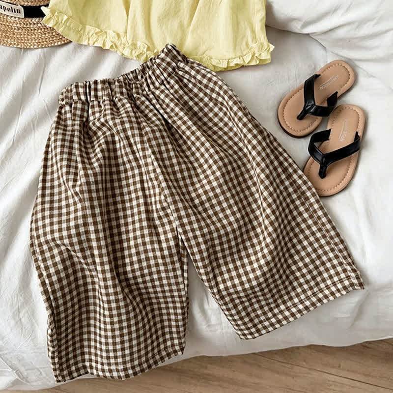 Toddler Kid Girls Cotton Ruffle Tank Top and Plaid Pants Set - image 4
