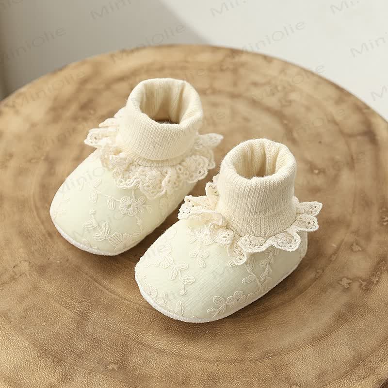 Baby Lace Embroidered Socks Shoes - Yellow - 10-14M - image 13