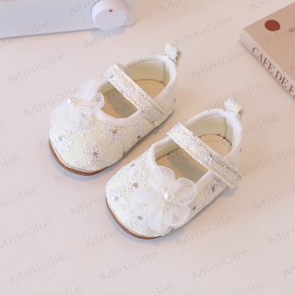 Baby Girl Flower Shoes - White - 10-14M - image 3