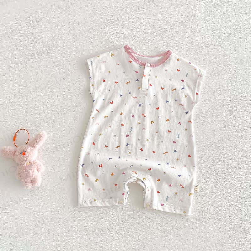 Baby Animal Print Polka Dot Romper - Beige Dot - 18-24M - image 3