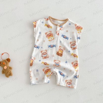 Baby Animal Print Polka Dot Romper - Beige Bear - 18-24M - image 4
