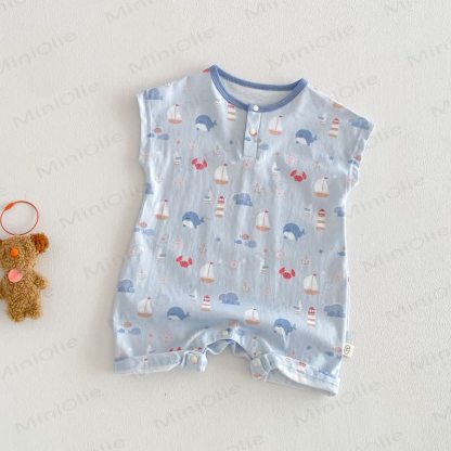 Baby Animal Print Polka Dot Romper - Blue - 18-24M - image 5