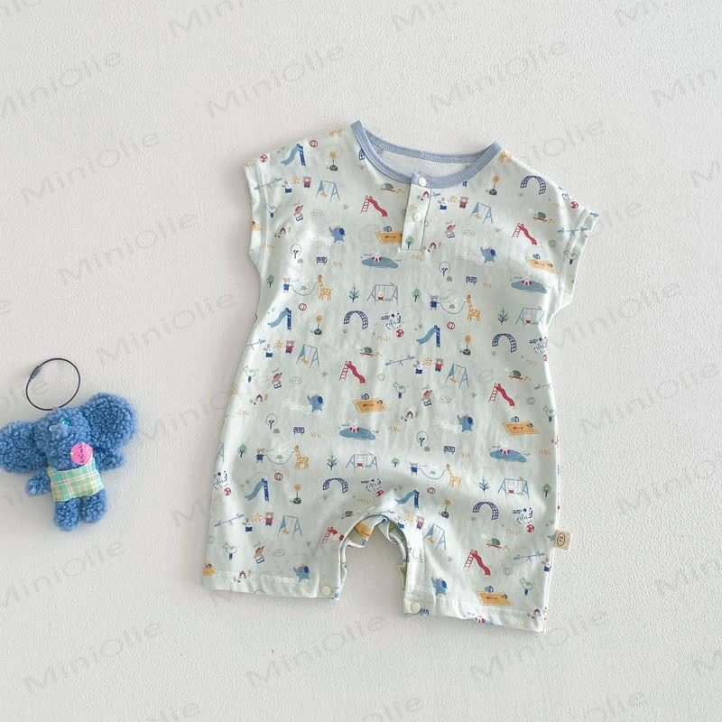 Baby Animal Print Polka Dot Romper - Green - 18-24M - image 6