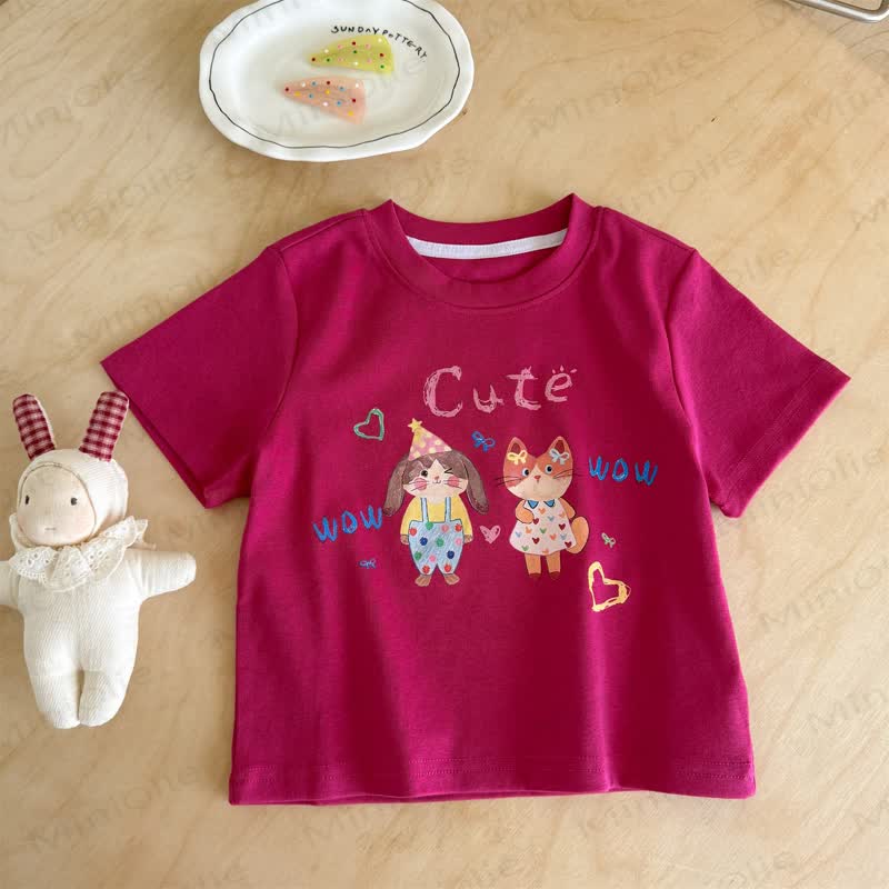 Toddler Girls Fairy and Animal Print T-Shirt - Red - 8-9T - image 3