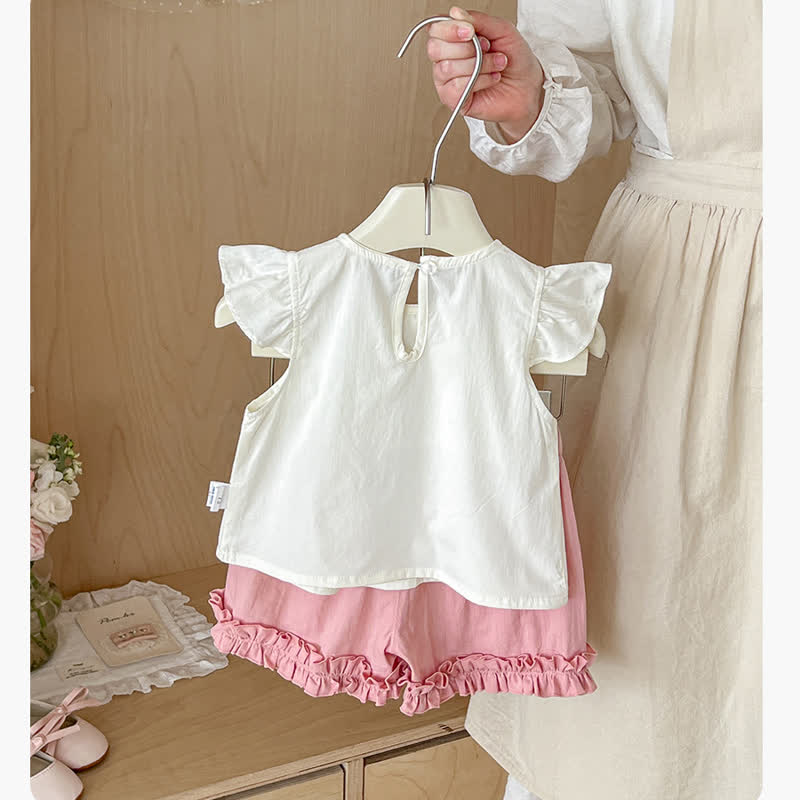 Baby Pink Floral Sleeveless Top and Shorts 2-piece Set - image 2