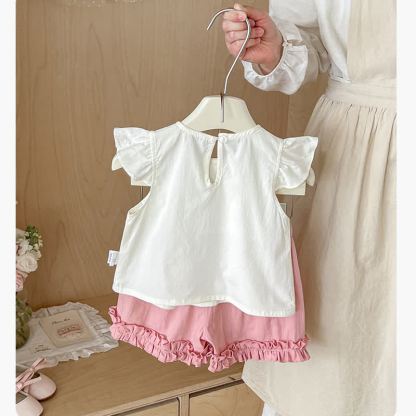 Baby Pink Floral Sleeveless Top and Shorts 2-piece Set - image 2