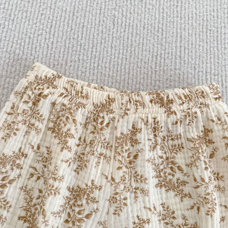 Baby Girl White/Khaki Floral Strap Top and Shorts 2-piece Set - image 6