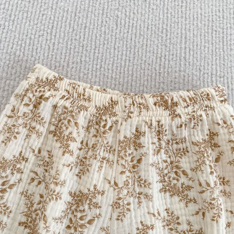 Baby Girl White/Khaki Floral Strap Top and Shorts 2-piece Set - image 6