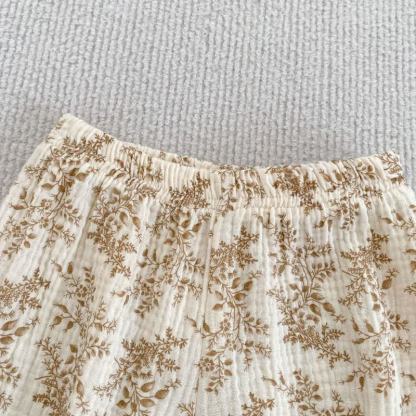 Baby Girl White/Khaki Floral Strap Top and Shorts 2-piece Set - image 6