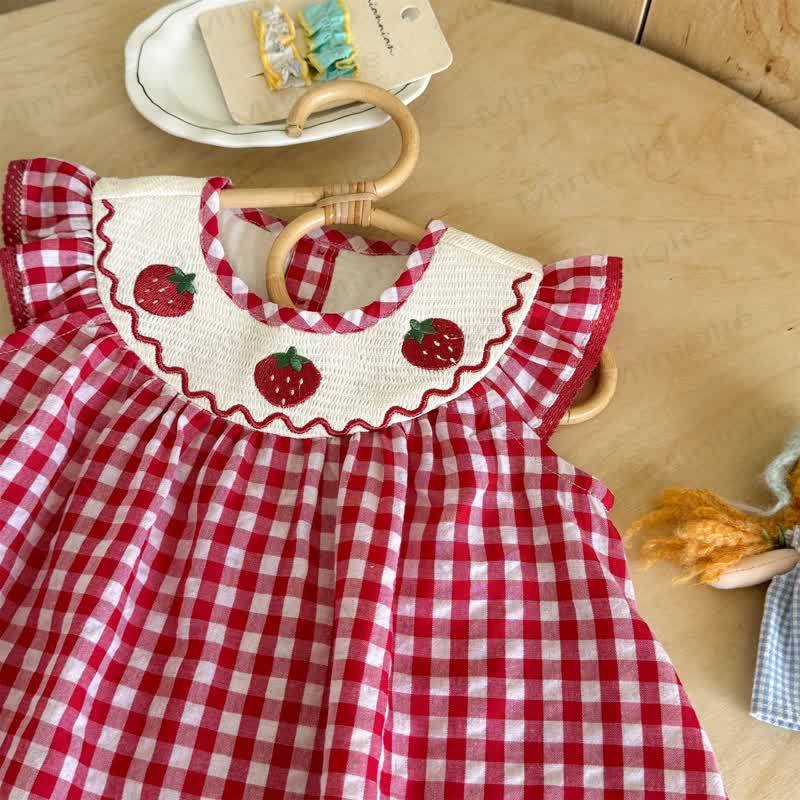 Toddler Girls Strawberry Collar Gingham Sleeveless Dress - image 4