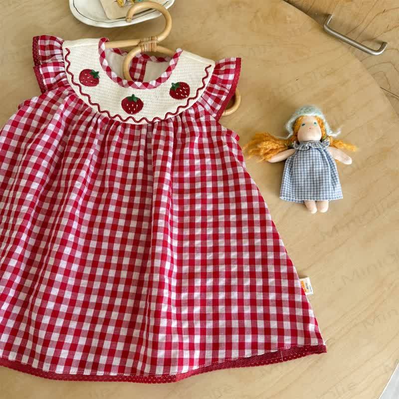 Toddler Girls Strawberry Collar Gingham Sleeveless Dress - image 2