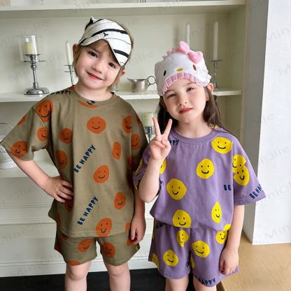 BE HAPPY Toddler Smile Print Shorts 2-Piece Set - image 4