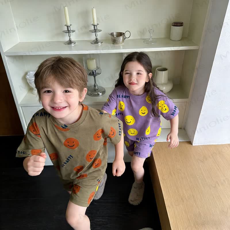 BE HAPPY Toddler Smile Print Shorts 2-Piece Set - image 5