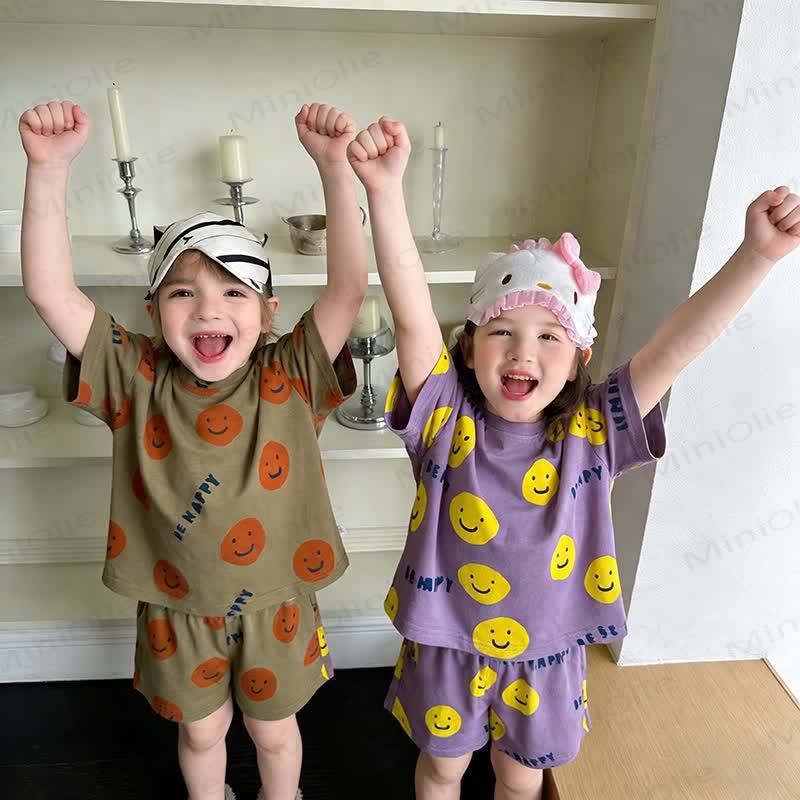 BE HAPPY Toddler Smile Print Shorts 2-Piece Set - image 7