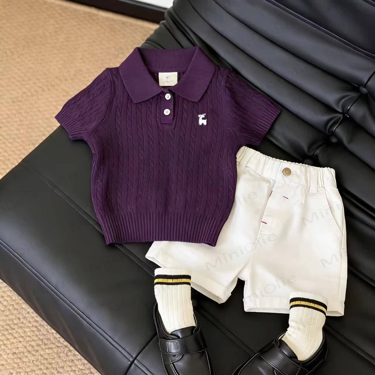 Toddler Polo Sweater or Shorts - Purple Top - 8-9T - image 4
