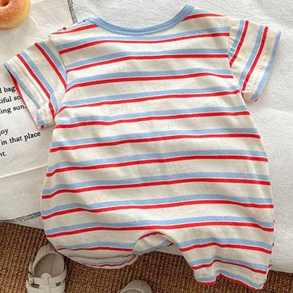 Baby White Striped Pocket Romper - image 3