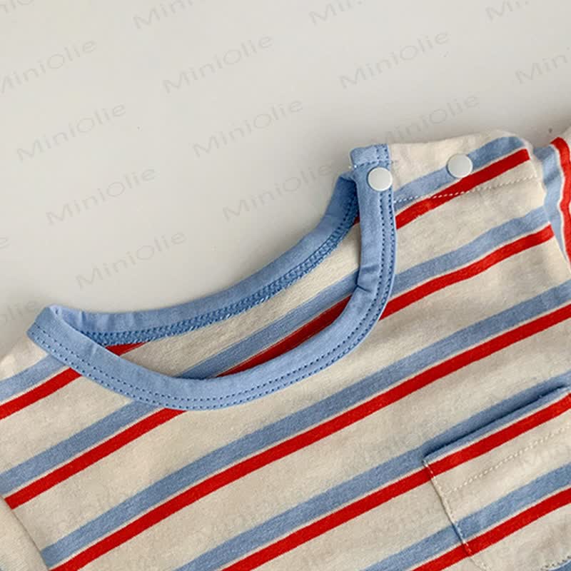 Baby White Striped Pocket Romper - image 8