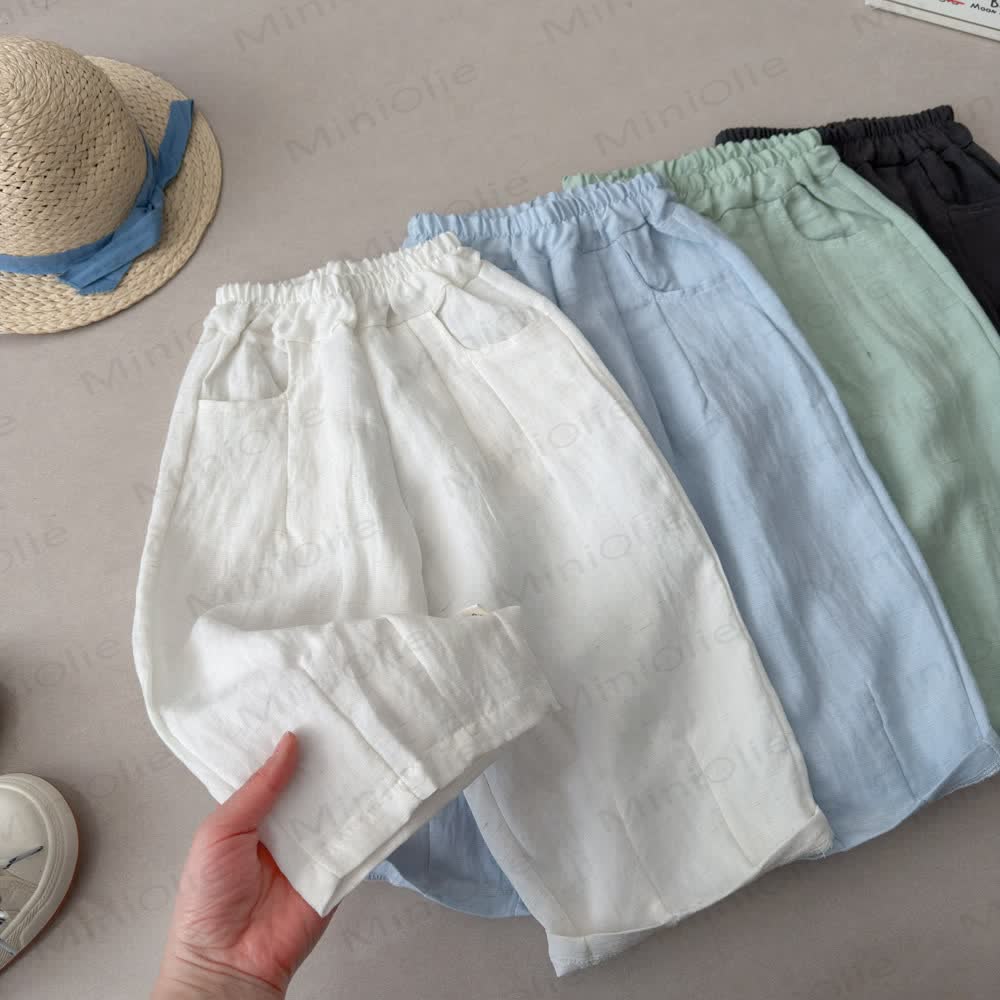 Toddler Kid Summer Solid Color Linen Pants - image 2