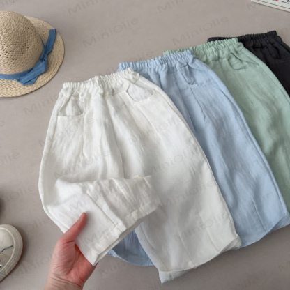Toddler Kid Summer Solid Color Linen Pants - image 2