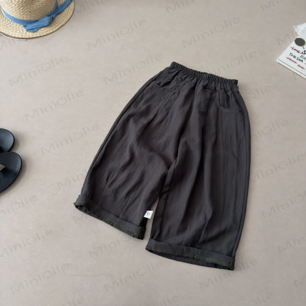 Toddler Kid Summer Solid Color Linen Pants - Grey - 6-7T - image 6