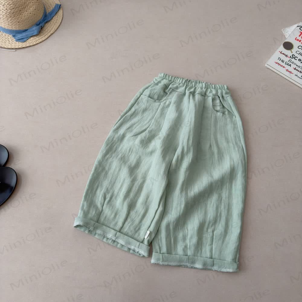 Toddler Kid Summer Solid Color Linen Pants - Green - 6-7T - image 4