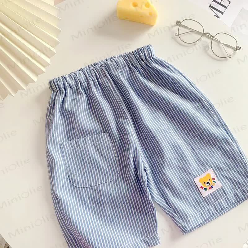 Toddler Boy Solid Color/Stripe Denim Shorts - Blue Stripe - 6.5-8T - image 2