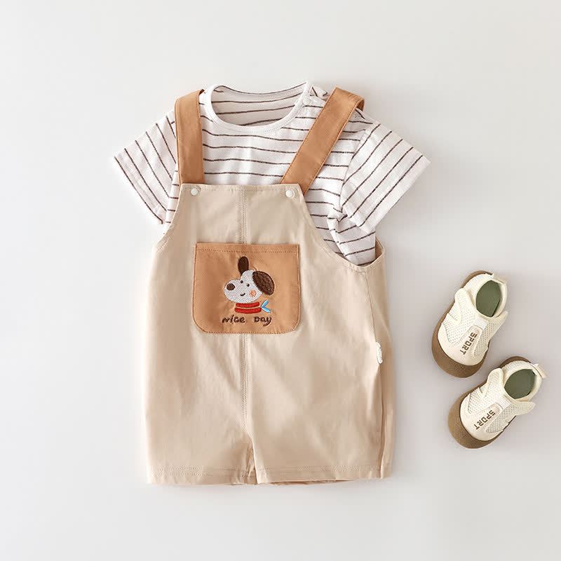 Baby Animal/Bows Overalls and Tee 2-piece Set - Beige Dog - 2-3T - image 5