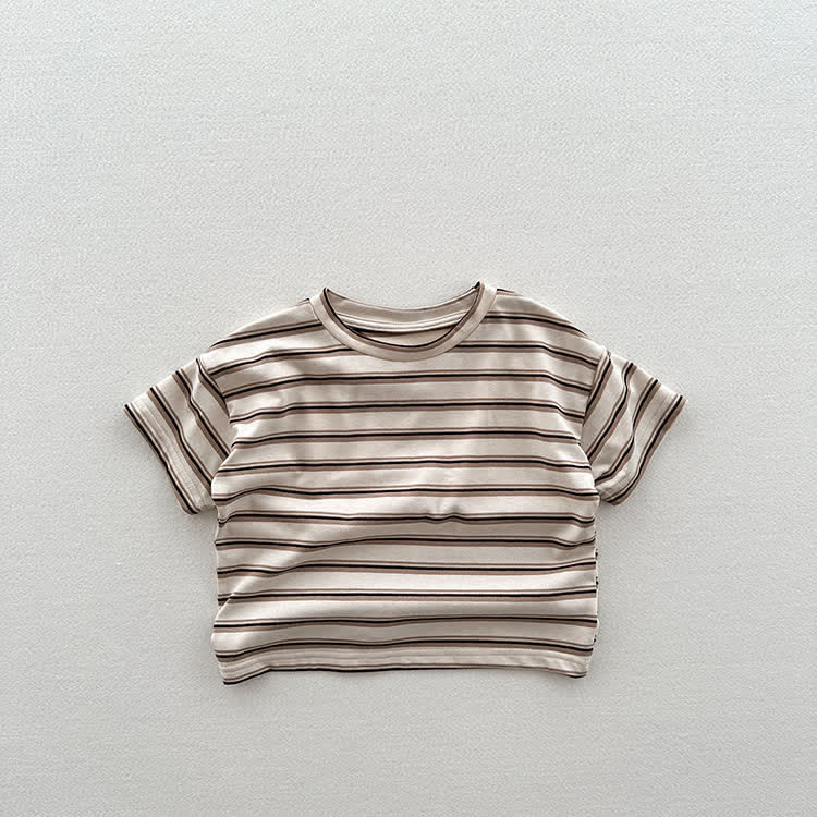 Toddler Crew Neck Striped Casual T-shirt - White - 6-7T - image 2