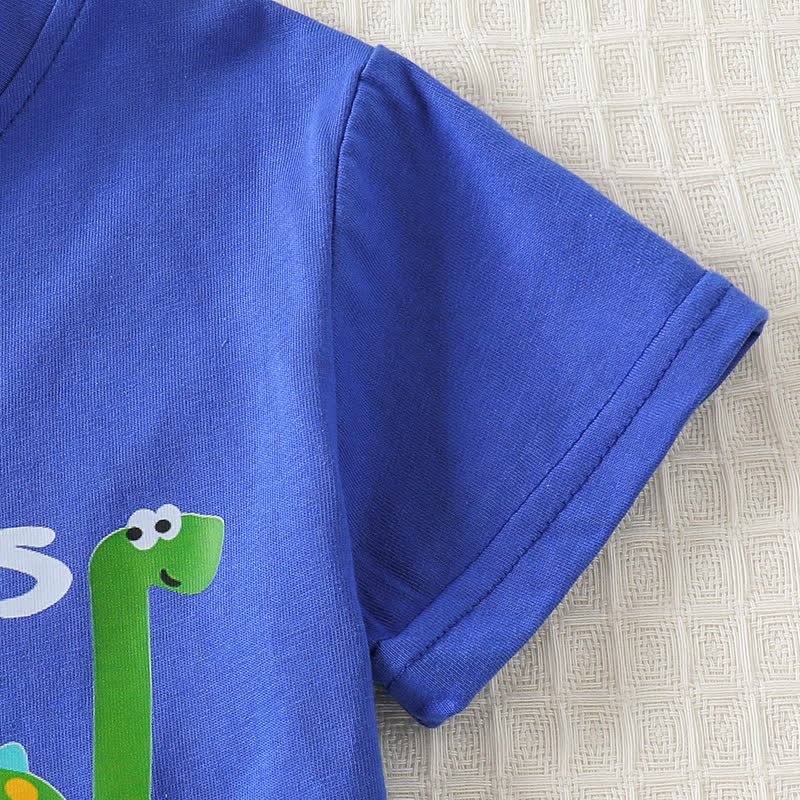 Baby Toddler Boys Dino Print Tee and Denim Shorts and Bag 3-Piece Set - image 9