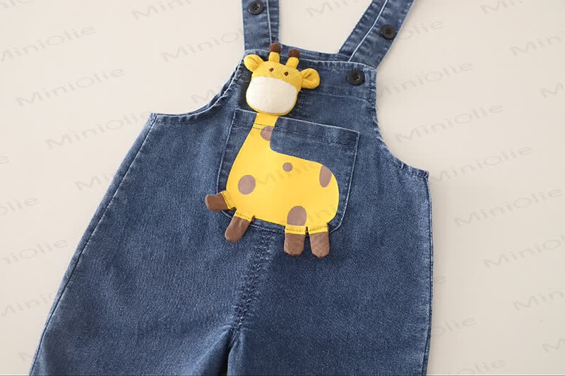 Baby Toddler Giraffe Print Denim Overalls and T-Shirt 2-Piece Set - image 10