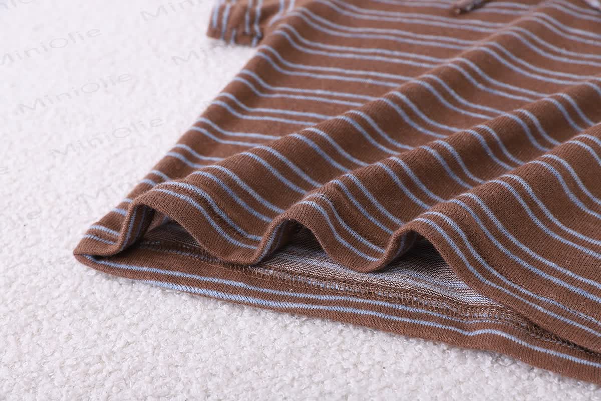 Baby Toddler Scarf Collar Striped T-Shirt and Solid Color Pants Set - image 6