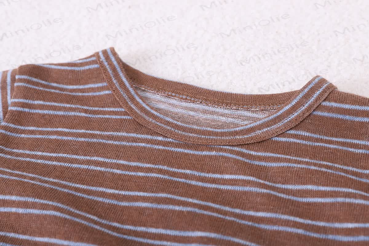 Baby Toddler Scarf Collar Striped T-Shirt and Solid Color Pants Set - image 7