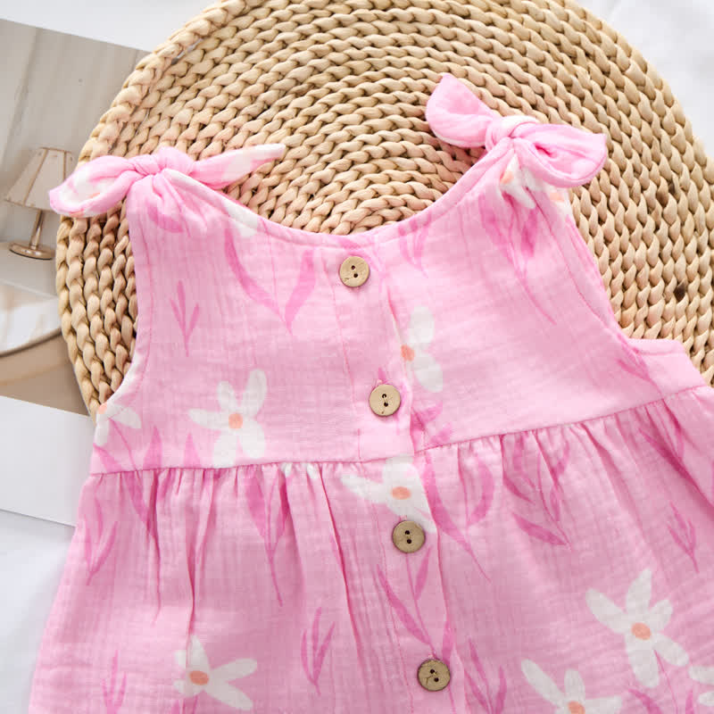 Baby Girl Flower Print Suspenders 2-piece Set - image 4