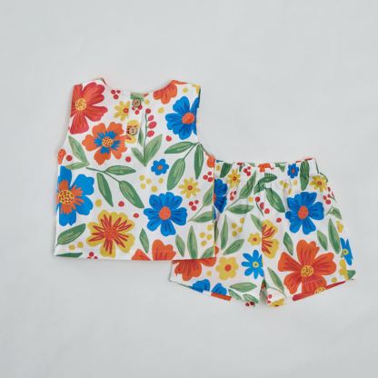 Baby Toddler Colorful Flower Tank and Shorts 2-piece Set - image 3