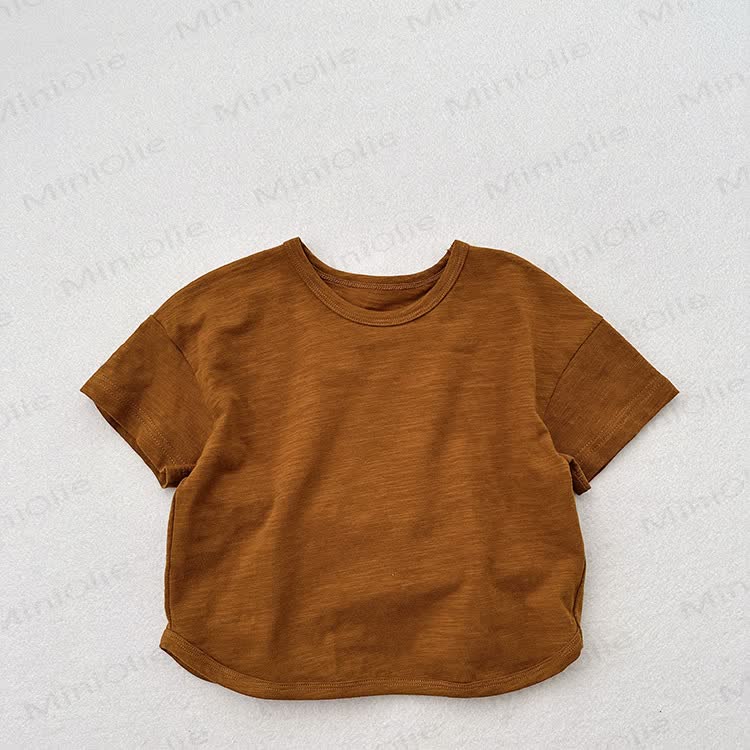 Baby Toddler Solid Color Summer T-Shirt - Camel - 6-7T - image 9