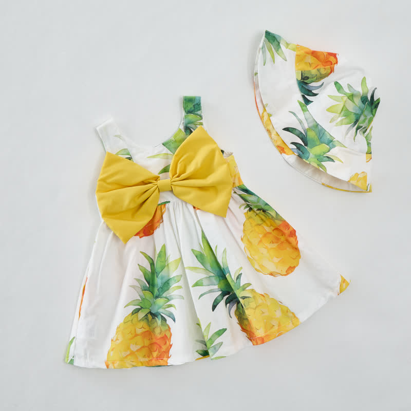 Baby Girl Pineapple Bow Dress with Hat - image 3