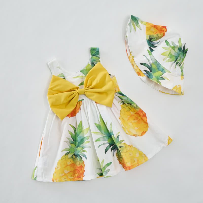Baby Girl Pineapple Bow Dress with Hat - image 3