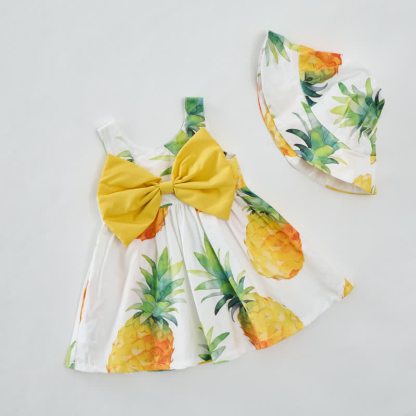Baby Girl Pineapple Bow Dress with Hat - image 3