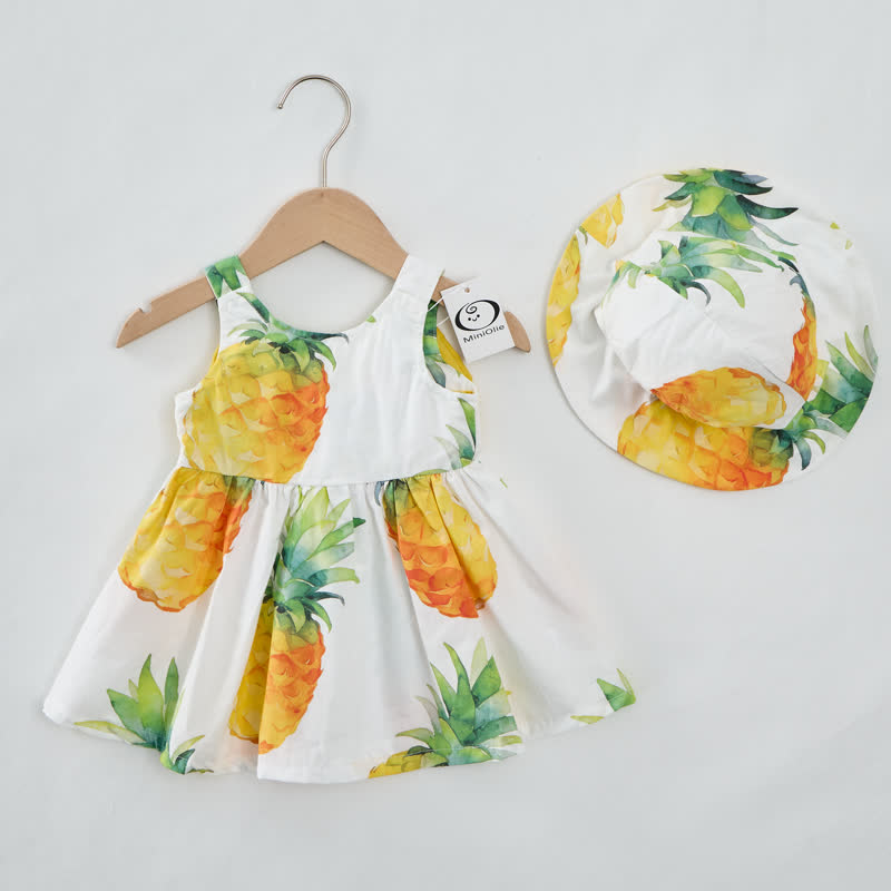Baby Girl Pineapple Bow Dress with Hat - image 2