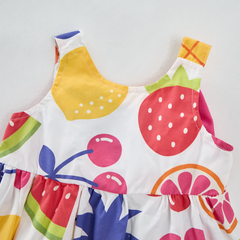 Baby Girl Colorful Fruits Bow Dress with Hat - image 5
