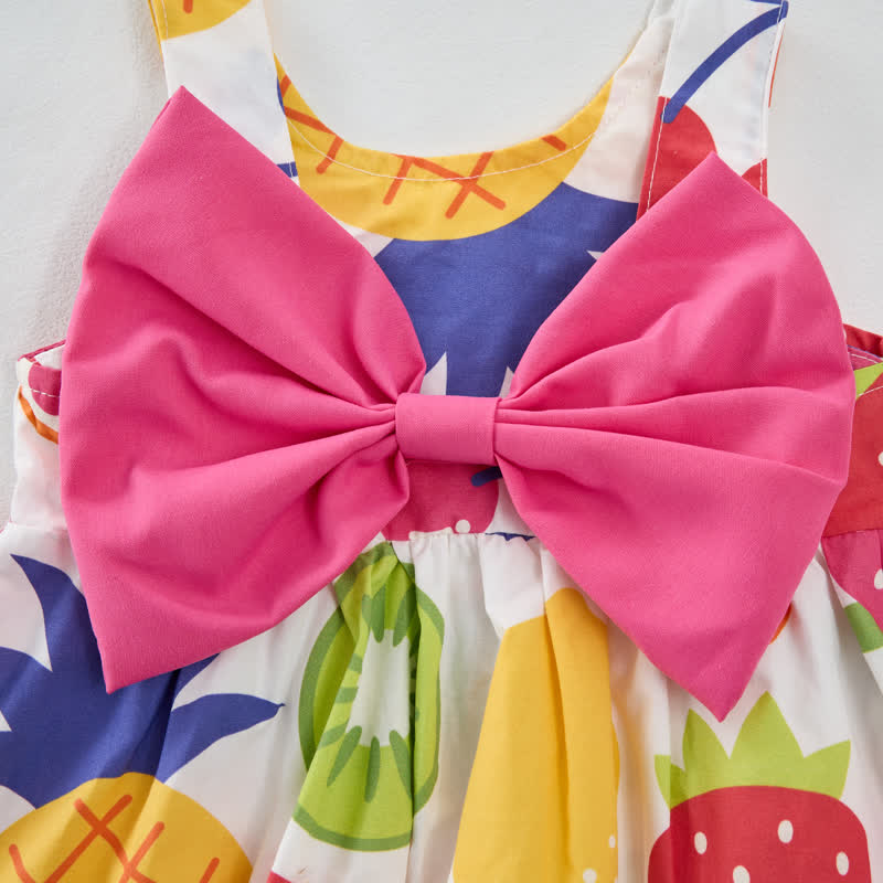 Baby Girl Colorful Fruits Bow Dress with Hat - image 7