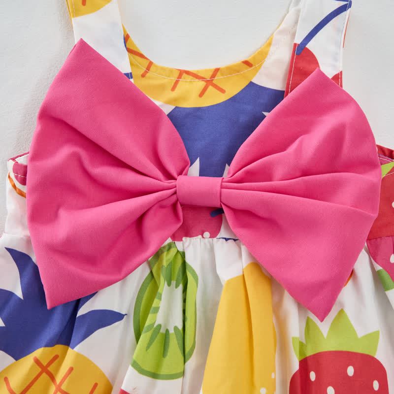 Baby Girl Colorful Fruits Bow Dress with Hat - image 7