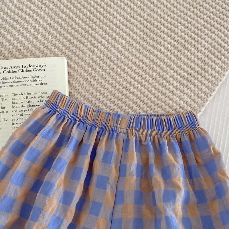 Baby Girl Purple Plaid Strap Dress and Shorts 2-piece Set - image 7