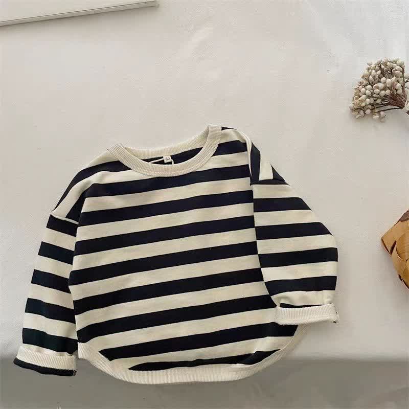 Toddler Black/Red Striped Long Sleeve T-shirt - Black - 6-7T - image 2